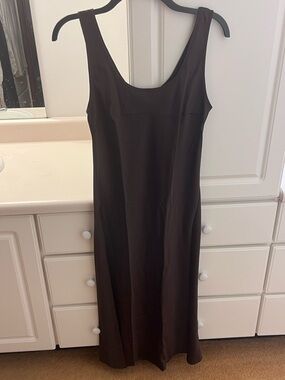 Old Navy Brown Scoop Neck Maxi Slip Dress